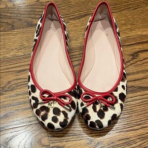 Kate Spade Animal Print Flats with Red Accents